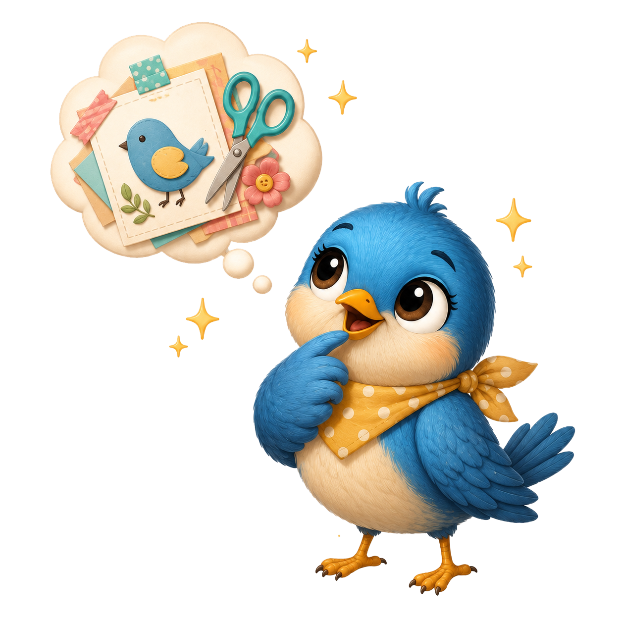 A little bluebird dreaming up a craft project